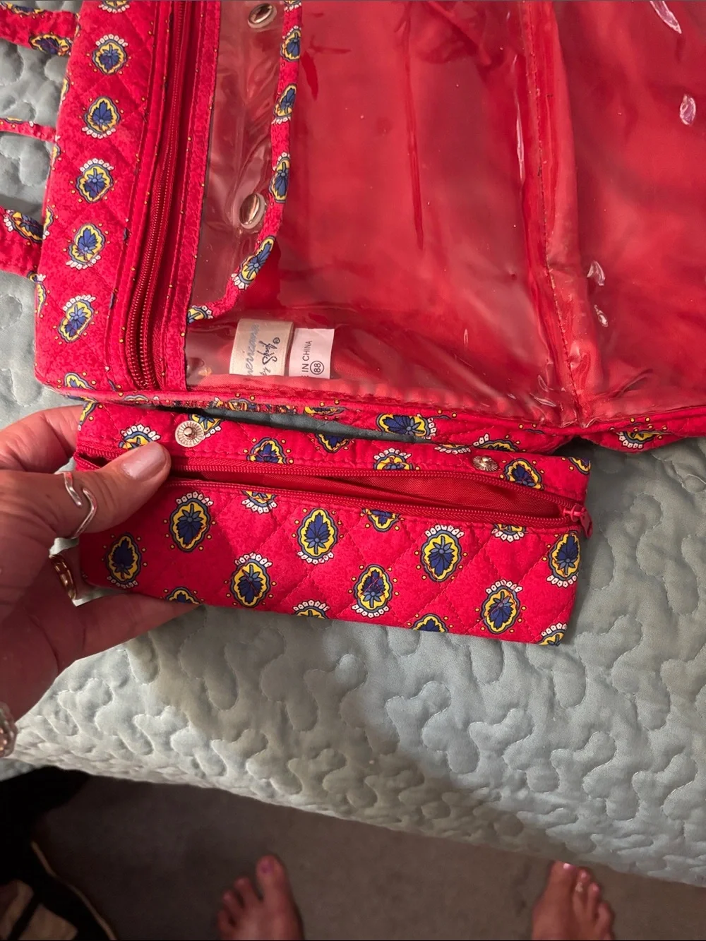 Travel Makeup bag . Roomy Americana Quilted